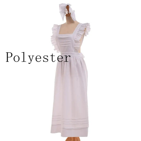 Maid Costumes Cosplay Women Victorian Edwardian Style British Servant Cotton Housekeeper Apron with Headpiece