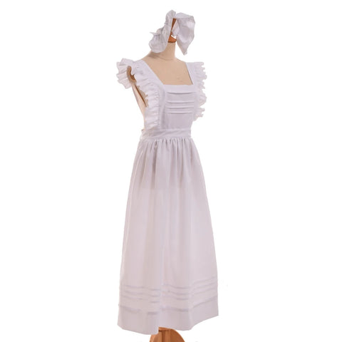 Maid Costumes Cosplay Women Victorian Edwardian Style British Servant Cotton Housekeeper Apron with Headpiece