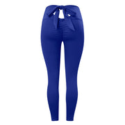 Elastic Running Leggings Pure Color Bowknot Bottoms Push Up Harajuku Fitness Ankle-length Pants Trouser Hollow Out Jeggings