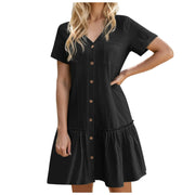 Female Dresses Outfits Women Button Down Dress Loose Summer Cotton Linen Shirt Dress Ruffle Casual Tunic Dress платье женское