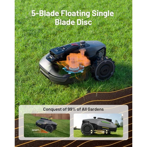 500H Robotic Lawn Mower Reception 0.12 Acre, Max. 0.17 Acre, Ultrasense AI Vision+ RTK Positioning, Auto Mapping, App Control