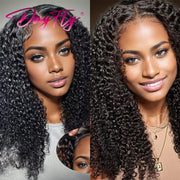 Wigs For Women Kinky Curly Lace Wig Human Hair Brazilian Hair Curly Bob Wig 200D 4X4 Lace Closure Wigs With Pre-Plucked Natural