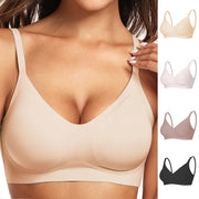 Womens Ultra-Thin Seamless BraSexy Low Cut No Underwire Thin Strap Push Up Bra Comfortable Soft Underwear Brassiere for Women
