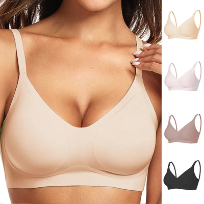 Womens Ultra-Thin Seamless BraSexy Low Cut No Underwire Thin Strap Push Up Bra Comfortable Soft Underwear Brassiere for Women