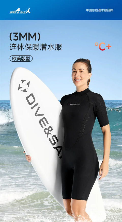 NEW Wetsuit 3mm Neopreno Surf Suit Short Sleeve Swimwear Kitesurf Scuba Diving Suit Spearfishing Swimsuits for Women