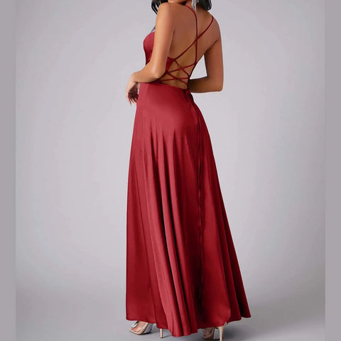 Chiffon Train Women Dress Summer Tank Top Sleeveless Pleated Tank Long Dress Backless Lace Up Sexy Side Slit Dresses 원피스