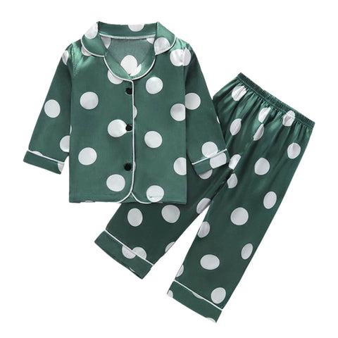Kids Clothes Sets Satin Silk Button Down Pajamas Sets Two Piece Family Matching Sleepwear Loungewear Long Sleeve For Teen Girls