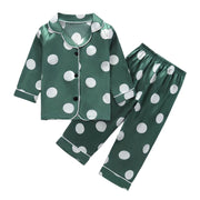 Kids Clothes Sets Satin Silk Button Down Pajamas Sets Two Piece Family Matching Sleepwear Loungewear Long Sleeve For Teen Girls