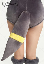 Meowcos PM Derivative Cosplay Costume Moonlight Anime Derivative Furry Hoodie Deep V Romper Bodysuit Socks with Belt and Tail