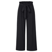Summer Cargo Pants Women Plus Size High Waisted Tied Belt Palazzo Pants Baggy Flowy Beach Pants With Pockets Women's Pants