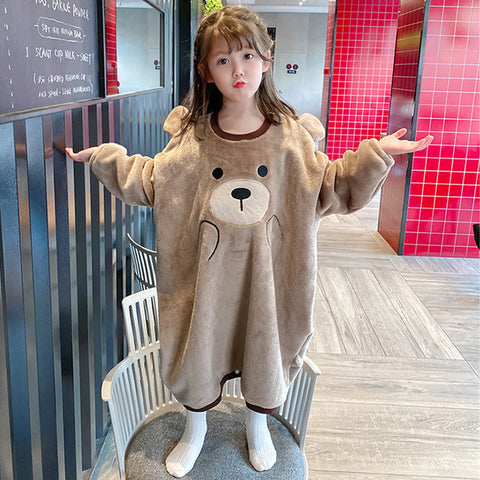 Kids Pajamas Children Sleepwear Onesies Pajamas Set Boys Girls Autumn Winter Fleece Long Sleeve Cartoon Pyjama Flannel Nightwear