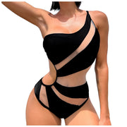 Sexy One Piece Bikini Set Women Solid With Hollow Suspender High Cut Swimsuit With Shoulder Straps Bikini Trajes De BañO Mujer