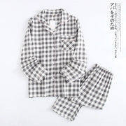 2025 New Children's Pajamas Loose Cotton Nightclothes Two-Piece Set Kids Casual Homewear Plaid Long Sleeve Sleepwear Pajamas Set
