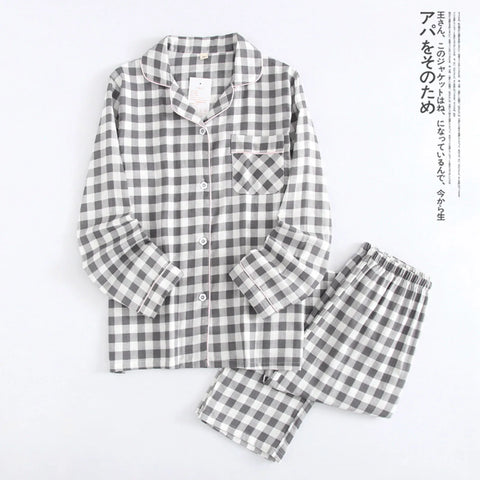 2025 New Children's Pajamas Loose Cotton Nightclothes Two-Piece Set Kids Casual Homewear Plaid Long Sleeve Sleepwear Pajamas Set
