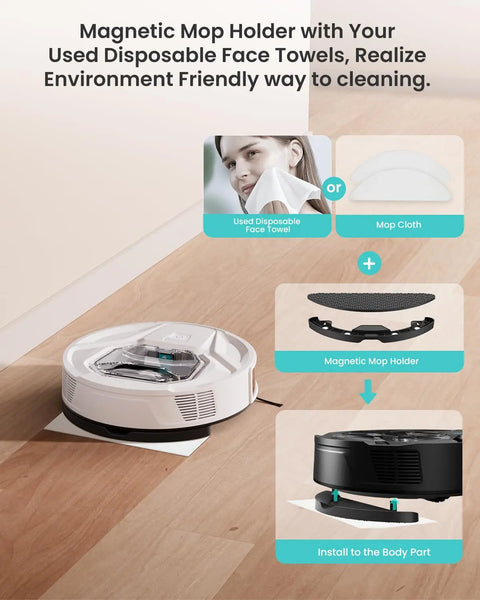 Lefant M320 Robot Vacuum Cleaner with Mop, 6000Pa Powerful Suction, Visible Dustbin, Carpet Detection, Alexa Voice Control