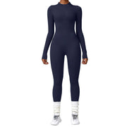 Women's Seamless Yoga Jumpsuit Long Sleeve Bodycon Playsuit Streetwear Tight Skinny Overalls Zip Up Fitness Jumpsuits For Women