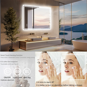 LUVODI 28x36 inch Illuminate Bathroom Mirror with Light Backlit Dimmable Defog Wall-mounted Bath Mirror