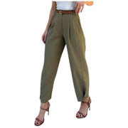 Elegant Women'S Solid Color Pants Loose Fit Cropped Trousers High Waist Casual Suit Pants Fashionable Stright Long Wide Leg Pant