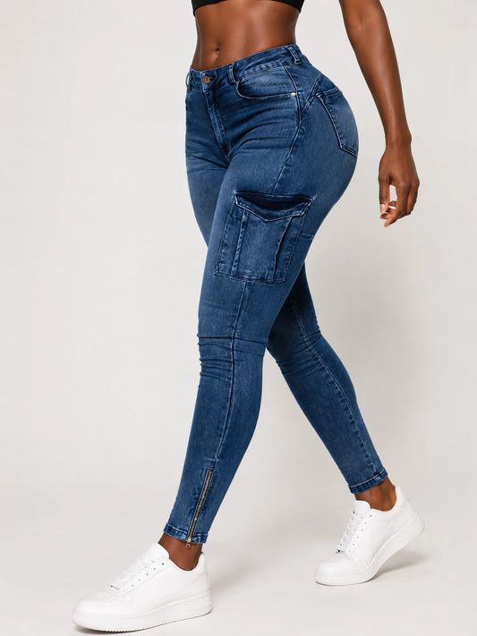 Zip-Detail Stretch Skinny Jeans – main view