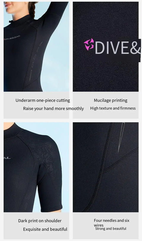 NEW Wetsuit 3mm Neopreno Surf Suit Short Sleeve Swimwear Kitesurf Scuba Diving Suit Spearfishing Swimsuits for Women