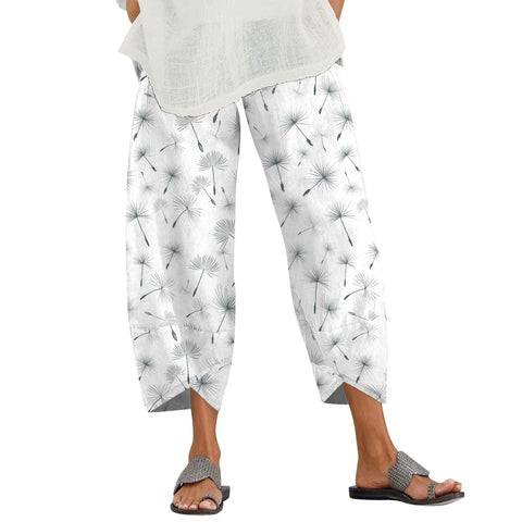 New In Cargo Pants Women Plus Size Elastic Waist Trouser Pant With Pocket Loose Harem Pant Prints Loose Crop Pant Casual Pant