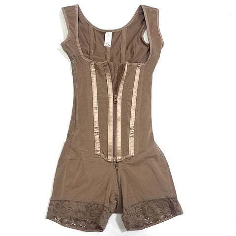 Body Shaper Shapewear Women Bodysuit Colombian Fajas 9-bone High Compression Girdle Double Tummy Control,Open Crotch with Zipper