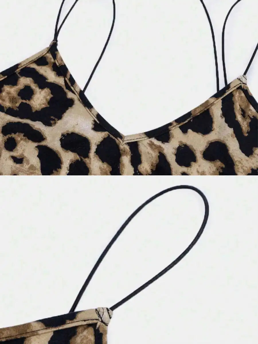 Leopard Print Asymmetric Strappy Midi Dress – view 2 of 6