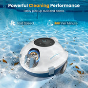 INSE Y10 Cordless Robotic Pool Vacuum Cleaner 90 Mins Runtime Self-Parking Dual Suction Inlets About 65 Ft/1100 Sq.Ft Pool Clean
