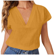 Summer Elegant Blouses For Women 2024 Women'S Summer Solid Color Linen Cotton Loose Half Sleeve Blusas Elegantes Para Mujer 2024