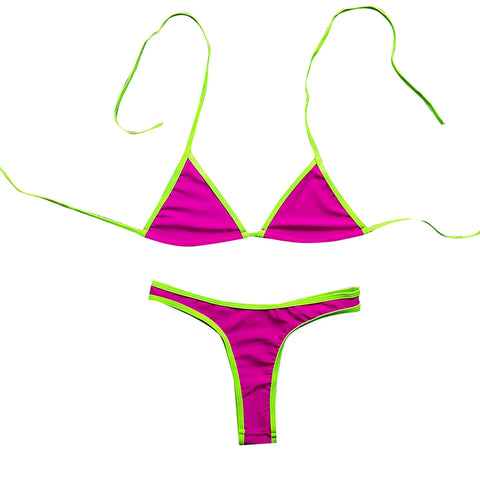 Sexy Micro Bikini Swimsuit 2024 Women Contrasting Colors Swimwear Thong Bikini Sets Brazilian Bathing Suit Beach Wear Biquini