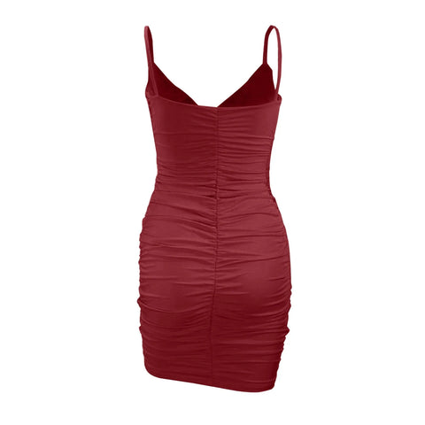 Women Suspenders Party Dress Lady Outfit Sexy Slim Fit Dress V-neck Y2k Clubwear Bodycon Hip-wrapped Mini Dress