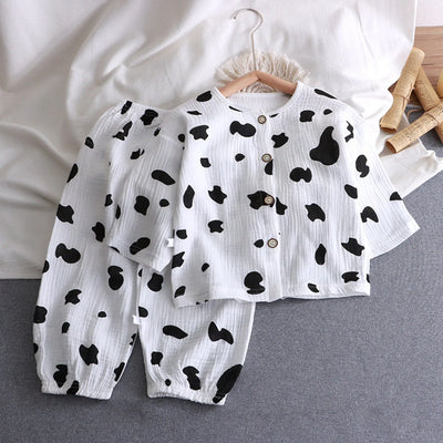 Spring Summer Boys And Girls Cotton Home Wear Pajamas Sets Long Sleeve Sleepwear Children's Clothing For 3T,4T,5T,6T,7T,8T,9T