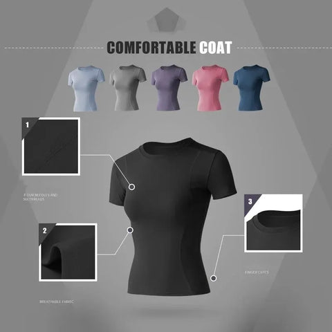 Sports Top Tight Quick-drying Slim Outer Wear Short-sleeved T-shirt Gym Running Womens Yoga Clothes Gym shirt woman Lo yoga Yoga