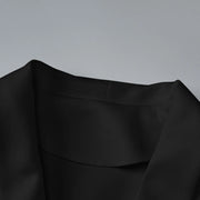 Women's Suit Dress Ladies Solid Color Sexy Button Deep V suit Collar Cardigan Mature Woman Style Short Ruffle Edge Dress