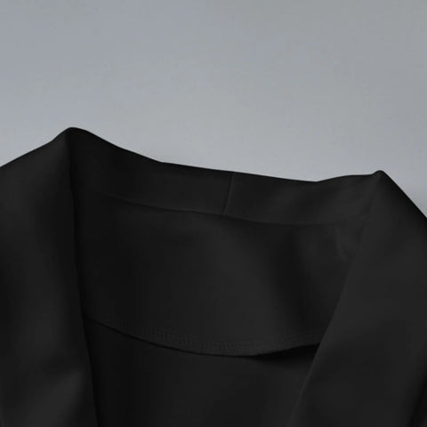 Women's Suit Dress Ladies Solid Color Sexy Button Deep V suit Collar Cardigan Mature Woman Style Short Ruffle Edge Dress