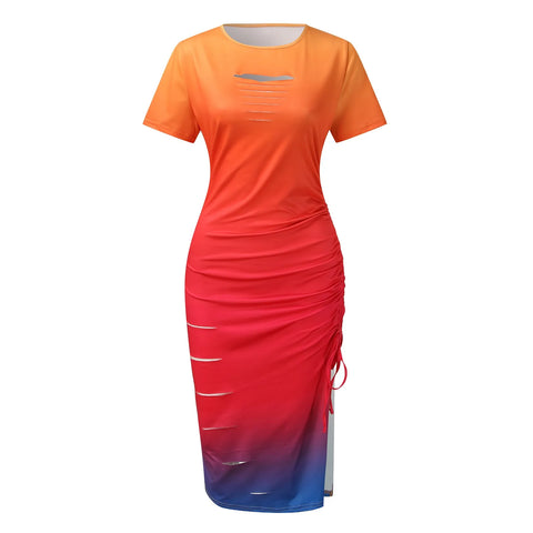 Dresses For Formal Occasions Women'S Hole Dress Spaghetti Drawstring Ruched Cocktail Evening Party Night Club Dresses Elbise