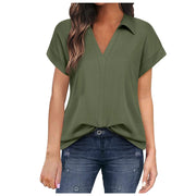 Shirts & Blouses Women'S Short Sleeve With V Neck Tunic Elegant Women'S Blouses Casual Blouse Blusas Elegantes Para Mujer 2024