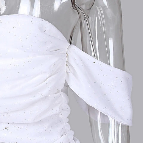 Summer Dress Woman 2025 Women Fashion Off Shoulder Cowl Neck Bandeau Sequined Party Mini Dress Party Dresses Evening Dress