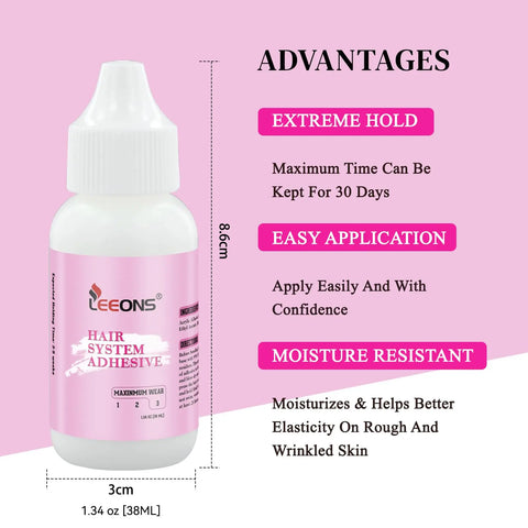 Lace Wig Glue and Remover Set Waterproof Wigs Liquid Glue Invisible Glue for Wigs Long Lasting Bold Hold Wig Adhesive Glue