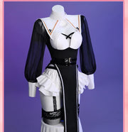 ROLECOS Nun Cosplay Costume Women Uniform Set-Party Halloween Outfit Adult Nun Dress Black Apparel Masquerade Show Costumes