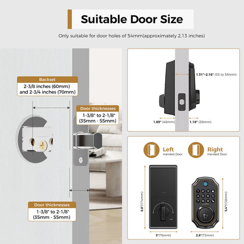 Arpha D280 Keyless Entry Door Lock 5-in-1 Smart Fingerprint Deadbolt with Keypad Electronic Deadbolt Auto-Lock One Touch Lock