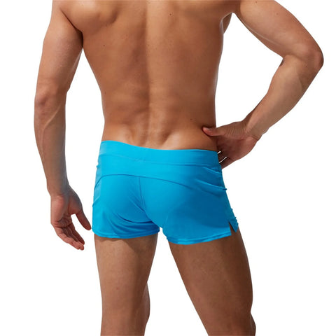 Swimming Trunks Mens Swim Boxer Briefs Swimwear Young Man Swimsuit Beach Wear Surfing Bathing Suit Zipper Pocket Shorts