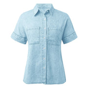 Long Sleeve Women's Denim Shirt 2024 Spring Summer Classic Vintage Jeans Blouses Tops Retro Casual Button Up Streetwear Top