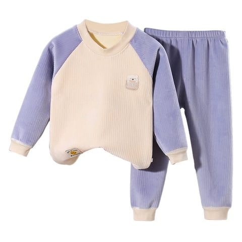 Kids 2 Piece Toddler Boys Girls' Winter Fleece Pajama Set Warm Fleece Matching Sleepwear Set Tops+Pants Outfits Clothes Girls