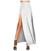Skirts for Women Womens Double Split Maxi Long Skirt Ladies Plain Basic Two Side Slit 4 22 Short Leather Skirt
