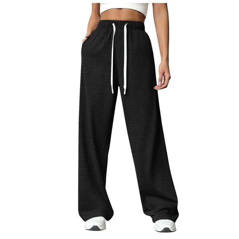 Women’S Fleece Lined Wide Leg Sweatpants High Waisted Drawstring Baggy Baggy Cargo Pants Fall Casual Joggers Tracksuit Pants