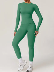 Women Yoga Set Sportswear Tracksuit Yoga Suit Sport Clothes Shirt Trousers Long Sleeves Pants 2Pcs Gym Fitness Training Slimming