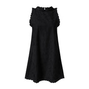 Casual Summer Women Dress Lace Elegant V Neck Sleeveless 3d Floral Embellishment Loose Mini Dresses For Women Clothing 2024