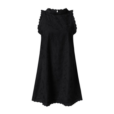 Casual Summer Women Dress Lace Elegant V Neck Sleeveless 3d Floral Embellishment Loose Mini Dresses For Women Clothing 2024