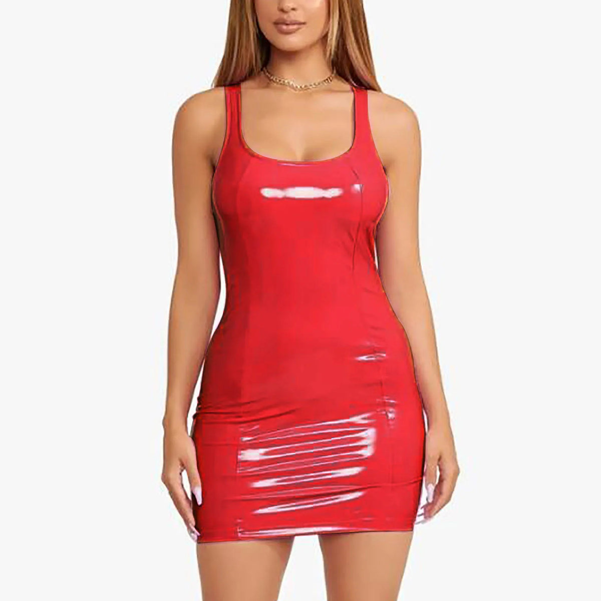 Glossy Faux Leather Bodycon Mini Dress – view 8 of 11